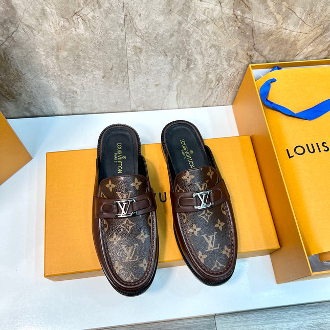 LV EASY MULE IN BROWN CHOCOLATE MONOGRAM CALFSKIN