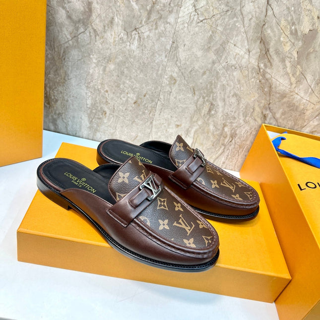 LV EASY MULE IN BROWN CHOCOLATE MONOGRAM CALFSKIN
