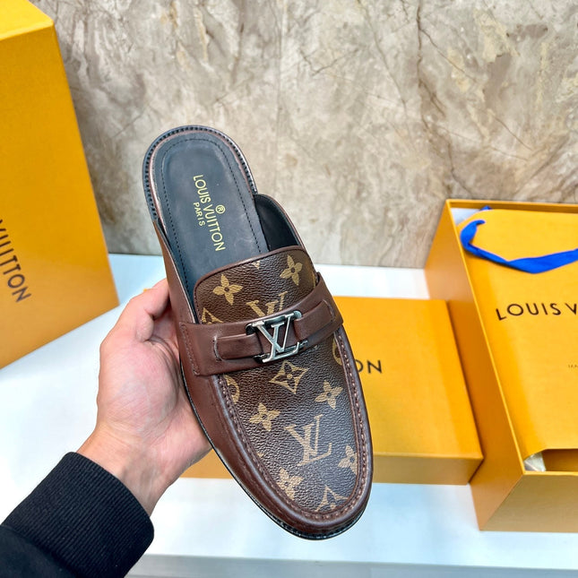 LV EASY MULE IN BROWN CHOCOLATE MONOGRAM CALFSKIN
