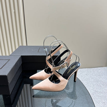 SL CROSS-STRAP SLINGBACK PINK NUDE SATIN