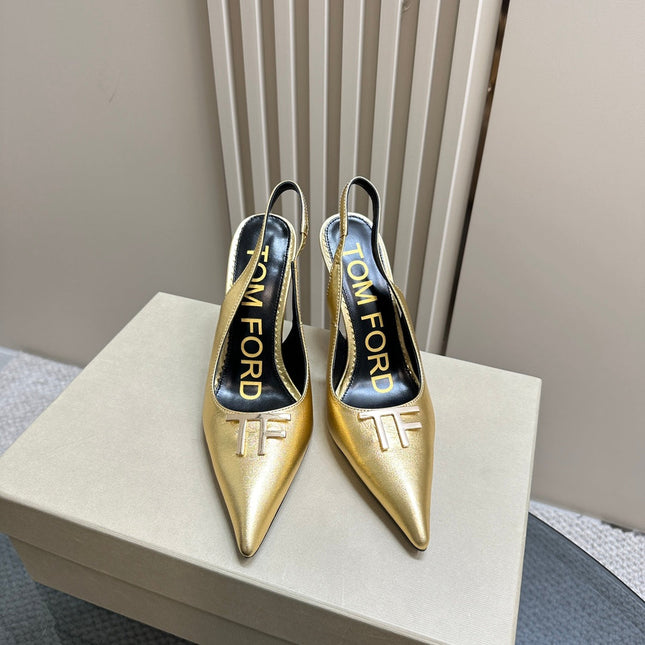 ANGELINA 10 CM SLINGBACK IN GOLD CALFSKIN