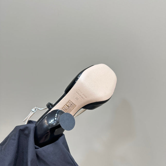 High Heels With Bows Black And Silver Sheepskin