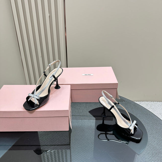 High Heels With Bows Black And Silver Sheepskin