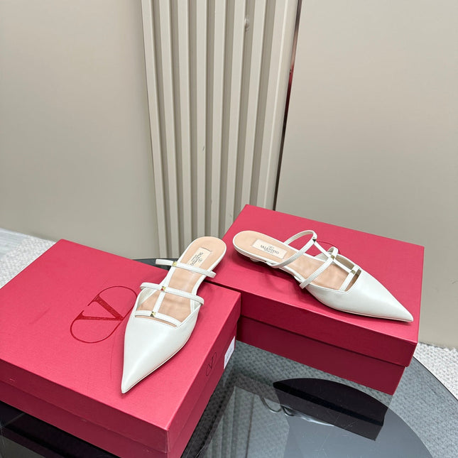 ROCKSTUD WISPY WHITE CALFSKIN MULE 20MM