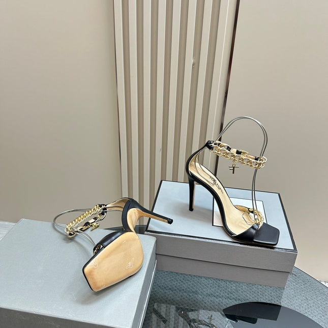 HIGH-HEELED SANDAL IN BLACK SMOOTH CALFSKIN