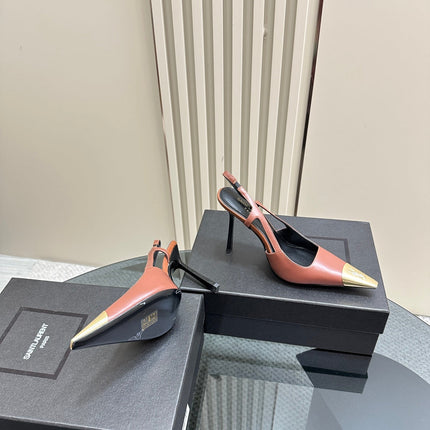 SL JEANNE SLINGBACK PUMPS BRICK CALFSKIN