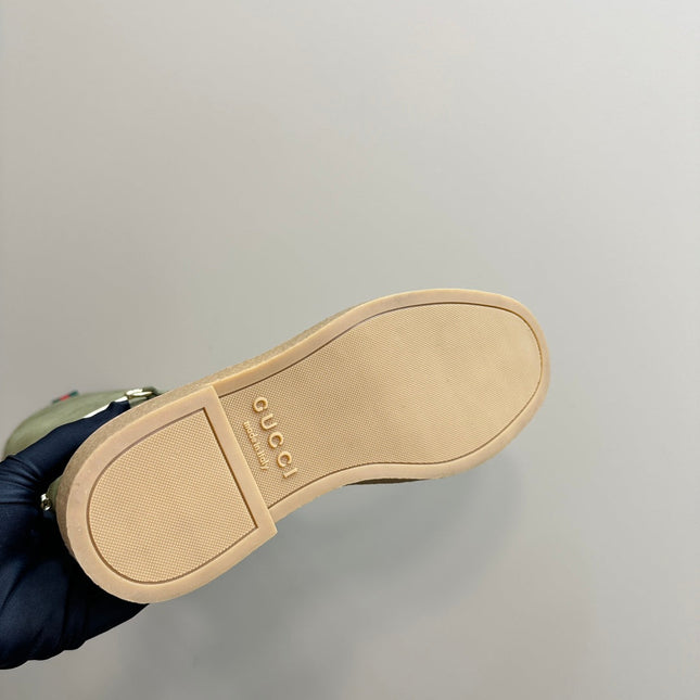 SLIM HORSEBIT KNEE BOOTS WITH WEB IN KHAKI GREEN SUEDE