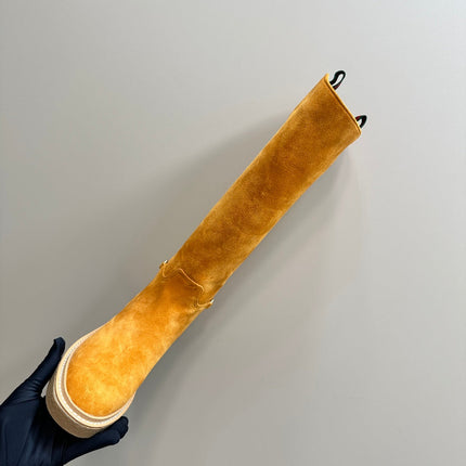 SLIM HORSEBIT KNEE BOOTS WITH WEB IN HONEY ORANGE SUEDE