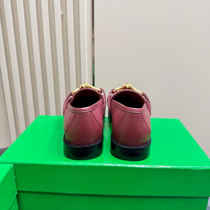 ASTAIRE LOAFER IN BERRY RED CALFSKIN WITH GOLD HARDWARE