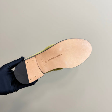 ASTAIRE LOAFER IN OLIVE GREEN SUEDE WITH GOLD HARDWARE