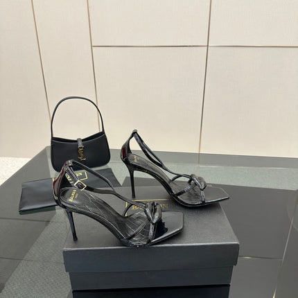 BALMAIN 25S LIPS SANDALS 10 IN BLACK CALFSKIN
