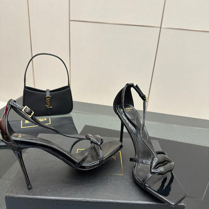 BALMAIN 25S LIPS SANDALS 10 IN BLACK CALFSKIN
