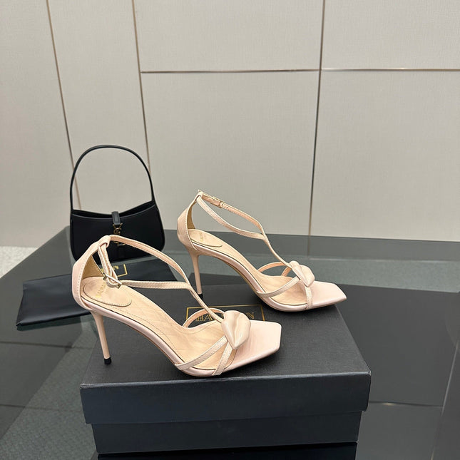 BALMAIN 25S LIPS SANDALS 10 IN BLUSH BEIGE CALFSKIN