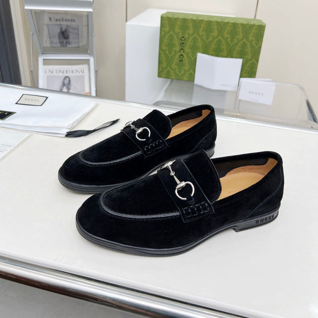 LOAFERS WITH SILVER HARDWARE IN BLACK SUEDE