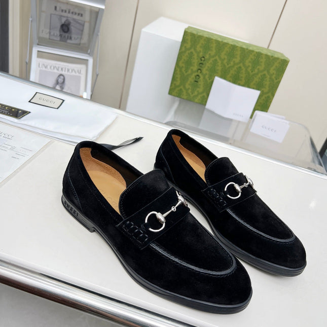 LOAFERS WITH SILVER HARDWARE IN BLACK SUEDE