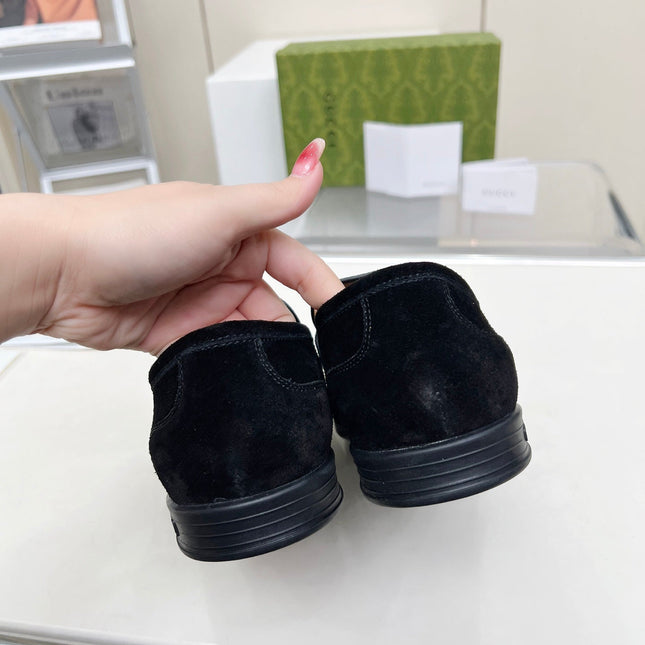 LOAFERS WITH SILVER HARDWARE IN BLACK SUEDE