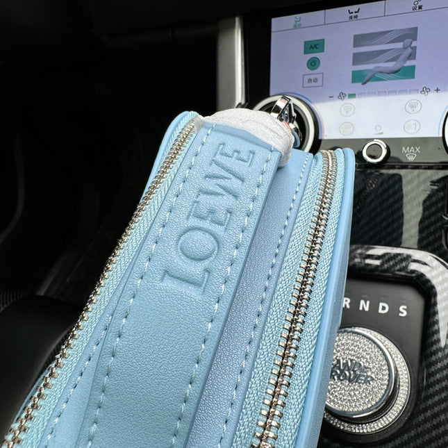 LOE MINI 18 CAMERA CROSS BODY BAG IN LIGHT BLUE CALFSKIN