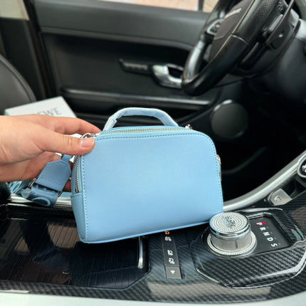 LOE MINI 18 CAMERA CROSS BODY BAG IN LIGHT BLUE CALFSKIN