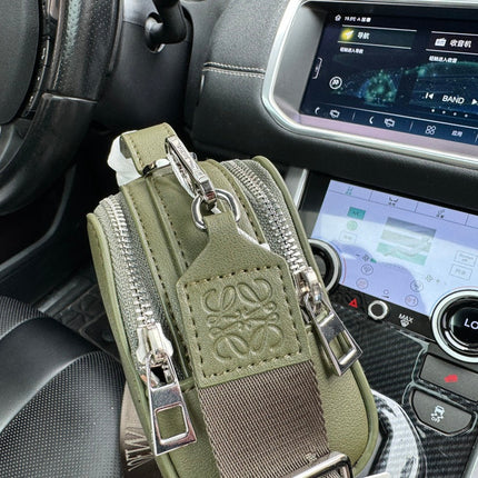 LOE MINI 18 CAMERA CROSS BODY BAG IN OLIVE GREEN CALFSKIN