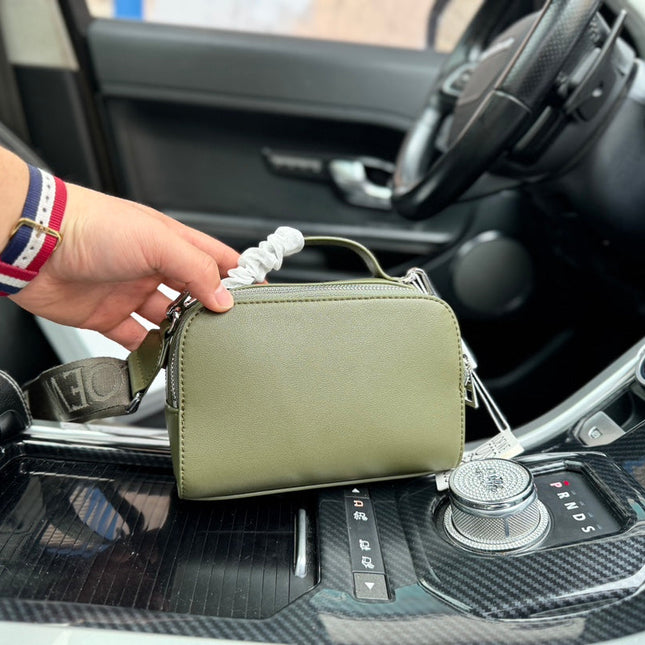 LOE MINI 18 CAMERA CROSS BODY BAG IN OLIVE GREEN CALFSKIN