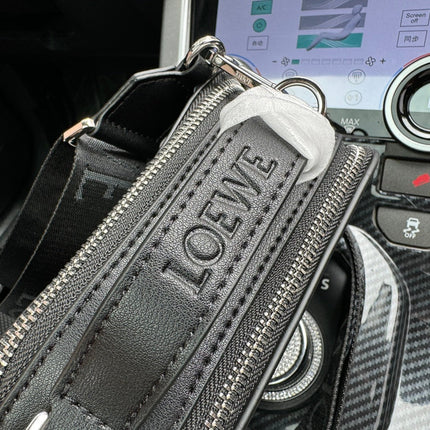 LOE MINI 18 CAMERA CROSS BODY BAG IN BLACK CALFSKIN