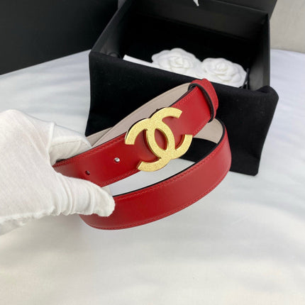 DOUBLE C BELT 30MM IN RED CALFSKIN METAL BUCKLE