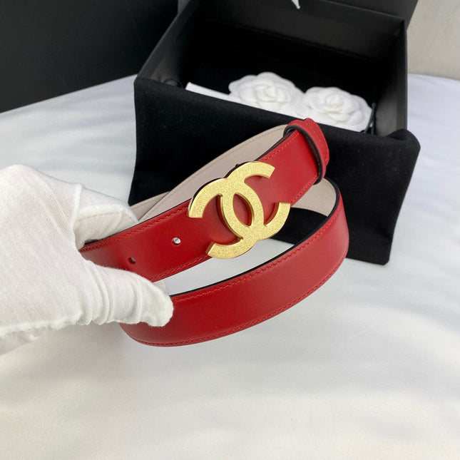 DOUBLE C BELT 30MM IN RED CALFSKIN METAL BUCKLE