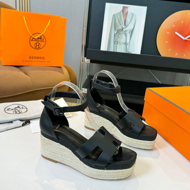 Elda espadrille 80 Black Calfskin