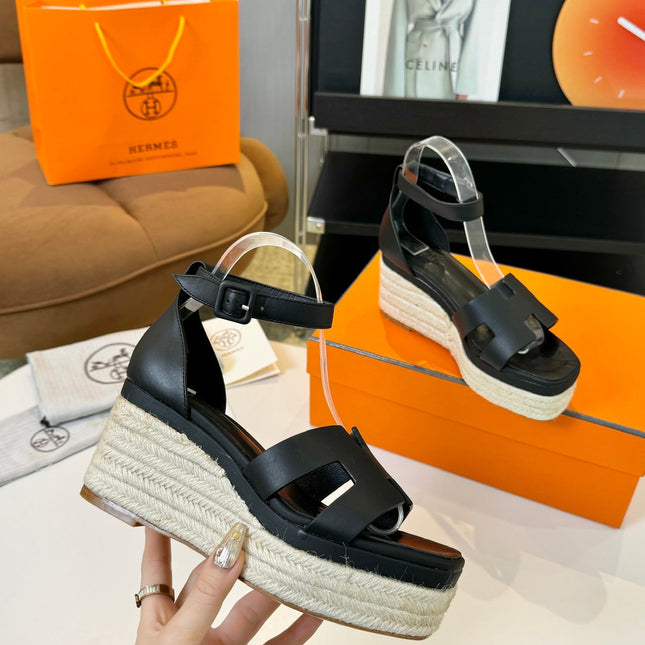 Elda espadrille 80 Black Calfskin