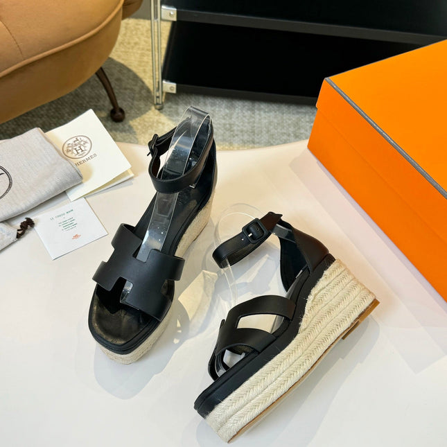 Elda espadrille 80 Black Calfskin