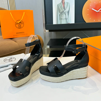 Elda espadrille 80 Black Calfskin