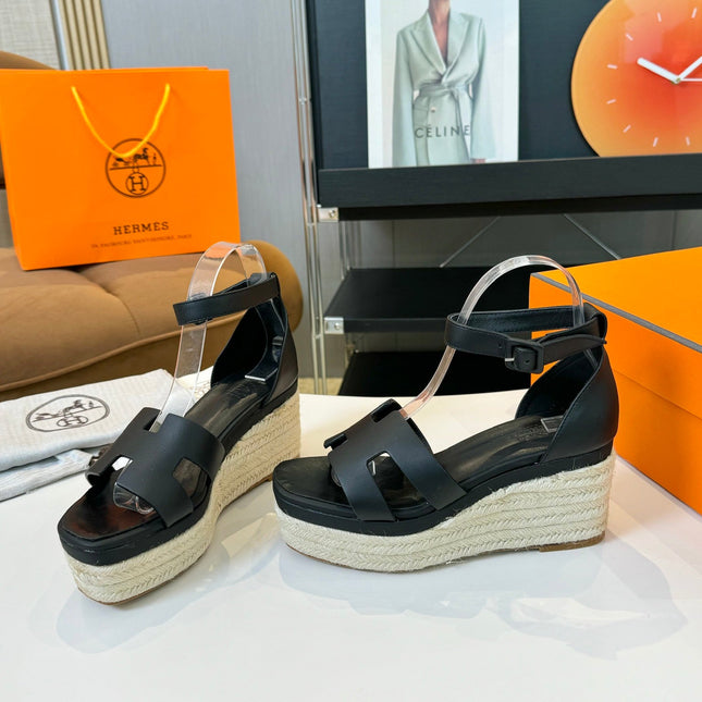 Elda espadrille 80 Black Calfskin