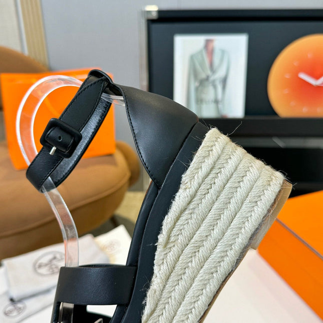 Elda espadrille 80 Black Calfskin