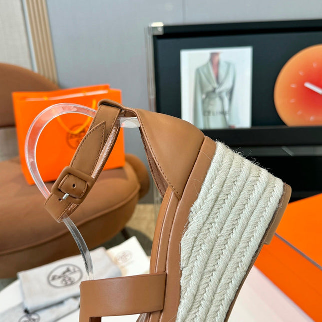 Elda espadrille 80 Tan Calfskin