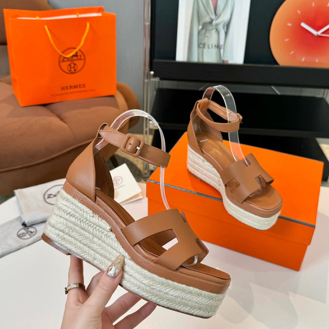 Elda espadrille 80 Tan Calfskin
