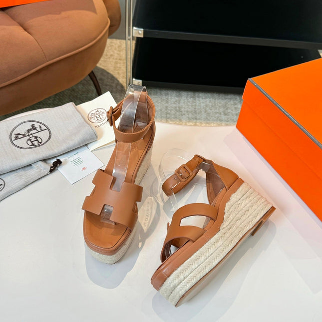 Elda espadrille 80 Tan Calfskin