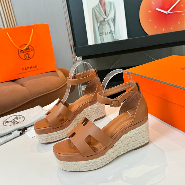 Elda espadrille 80 Tan Calfskin