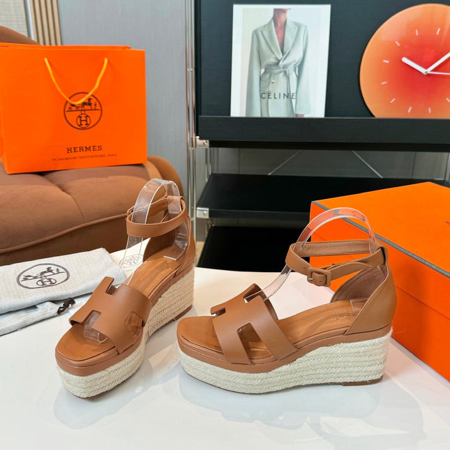 Elda espadrille 80 Tan Calfskin
