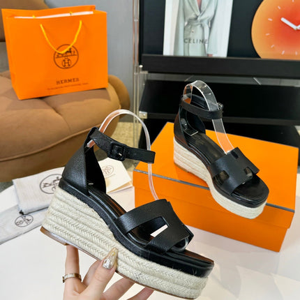 Elda espadrille 80 Black Epsom Calfskin