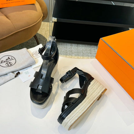Elda espadrille 80 Black Epsom Calfskin