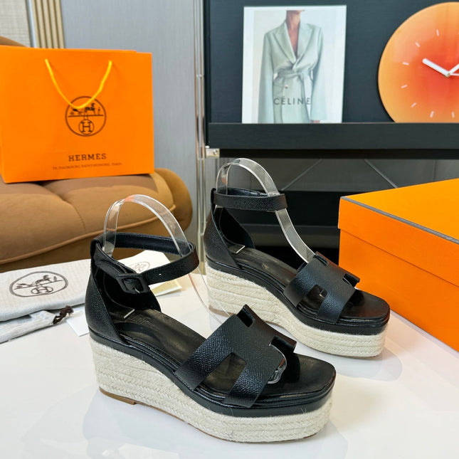 Elda espadrille 80 Black Epsom Calfskin