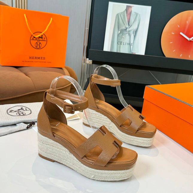 Elda espadrille 80 Light Brown Epsom Calfskin