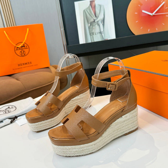 Elda espadrille 80 Light Brown Epsom Calfskin