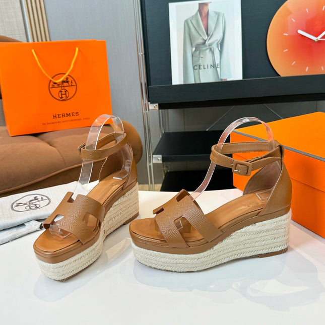Elda espadrille 80 Light Brown Epsom Calfskin