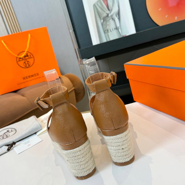 Elda espadrille 80 Light Brown Epsom Calfskin