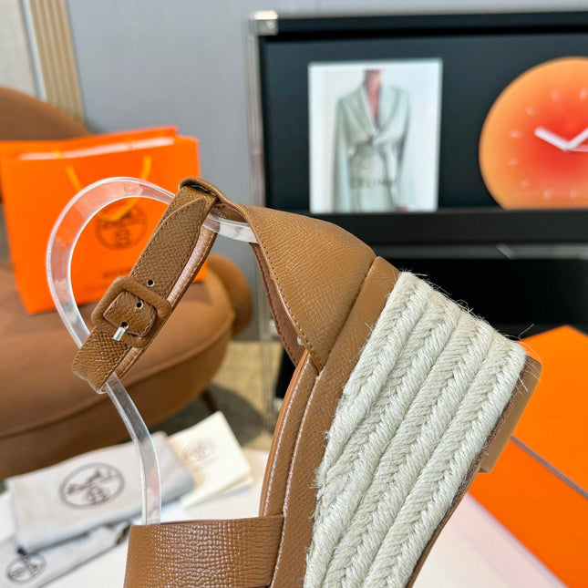 Elda espadrille 80 Light Brown Epsom Calfskin