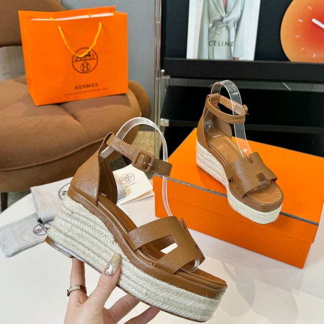 Elda espadrille 80 Light Brown Epsom Calfskin