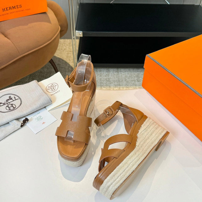 Elda espadrille 80 Light Brown Epsom Calfskin