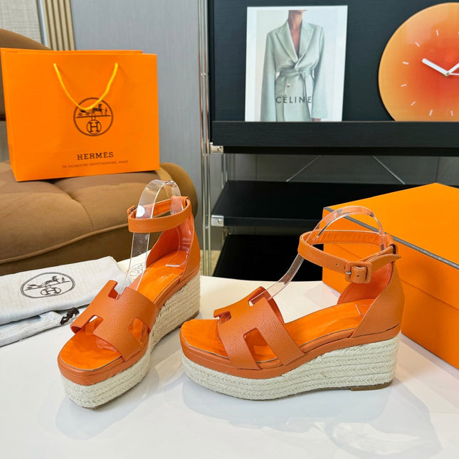 Elda espadrille 80 Orange Epsom Calfskin