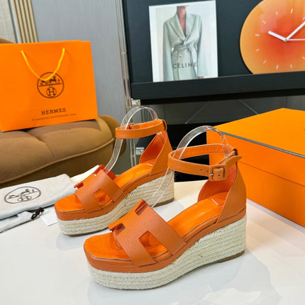 Elda espadrille 80 Orange Epsom Calfskin